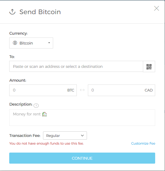 ارسال بیت کوین