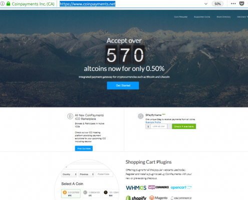 صفحه اصلی سایت coinpayment