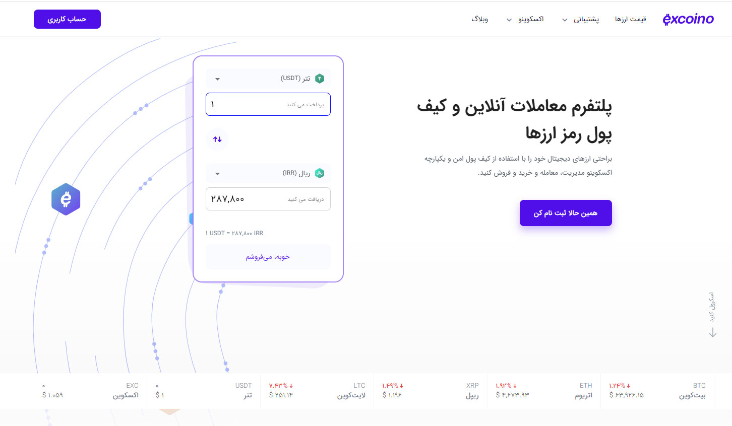 خرید تتر در صرافی اکسکوینو