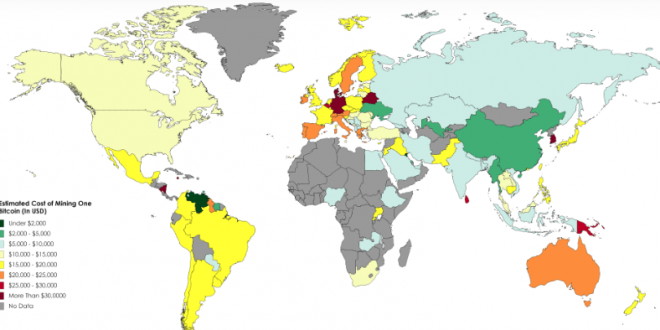 ارزان ترین کشورها برای استخراج بیت کوین