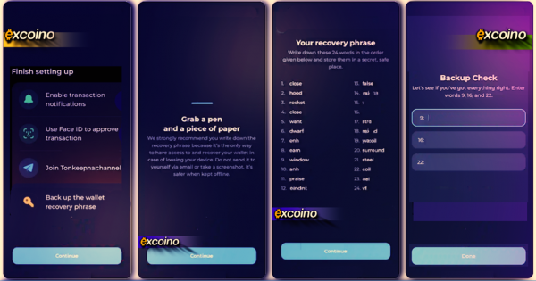 تنظیمات امنیتی کیف پول میجر